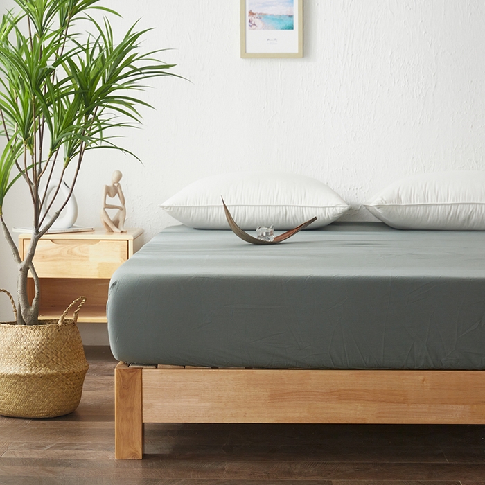 91家纺网 家纺一手货源 找家纺 贝尔 PELLHOME 日式全棉纯棉水洗棉床笠床罩男士简约蓝北欧床垫保护防滑固定单件春节不打烊 墨绿