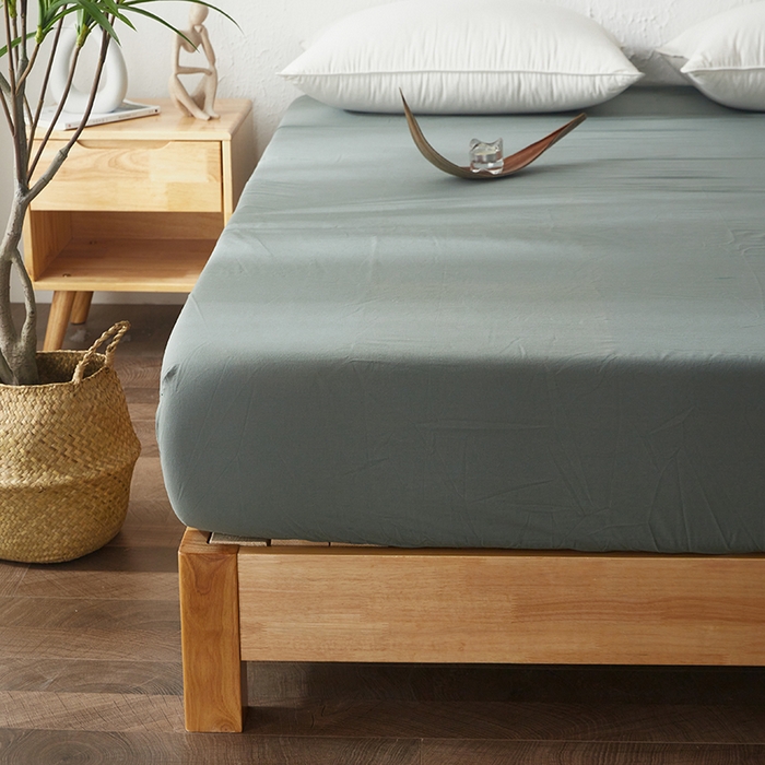 91家纺网 家纺一手货源 找家纺 贝尔 PELLHOME 日式全棉纯棉水洗棉床笠床罩男士简约蓝北欧床垫保护防滑固定单件春节不打烊 墨绿