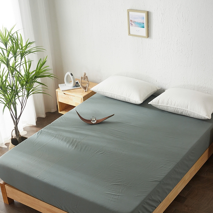 91家纺网 家纺一手货源 找家纺 贝尔 PELLHOME 日式全棉纯棉水洗棉床笠床罩男士简约蓝北欧床垫保护防滑固定单件春节不打烊 墨绿