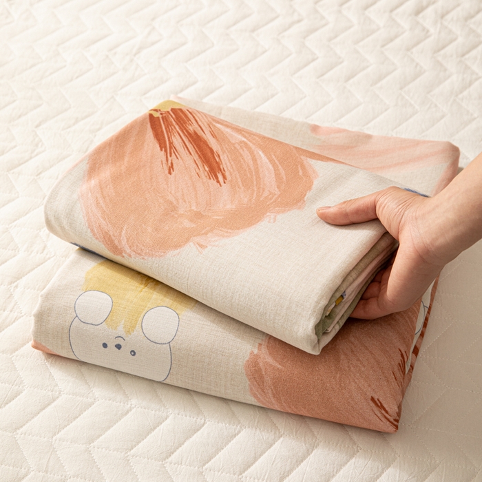 91家纺网 家纺一手货源 找家纺 眠博士 2025新款全棉混纺生态磨毛印花单床笠 磨毛床笠-油画花