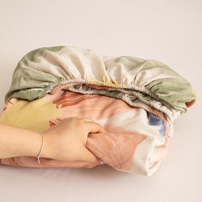 91家纺网 家纺一手货源 找家纺 眠博士 2025新款全棉混纺生态磨毛印花单床笠 磨毛床笠-油画花