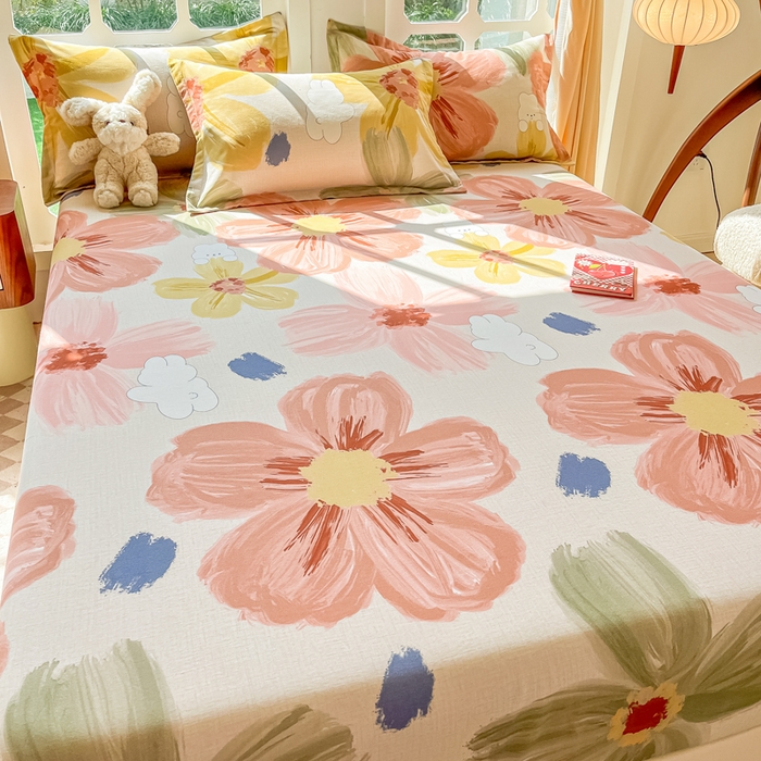 91家纺网 家纺一手货源 找家纺 眠博士 2025新款全棉混纺生态磨毛印花单床笠 磨毛床笠-油画花