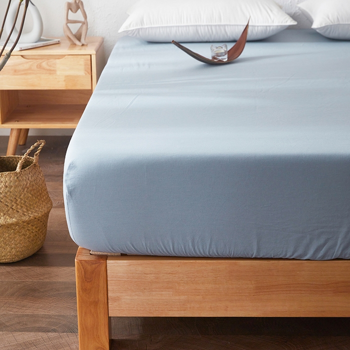 91家纺网 家纺一手货源 找家纺 贝尔 PELLHOME 日式全棉纯棉水洗棉床笠床罩男士简约蓝北欧床垫保护防滑固定单件春节不打烊 天蓝
