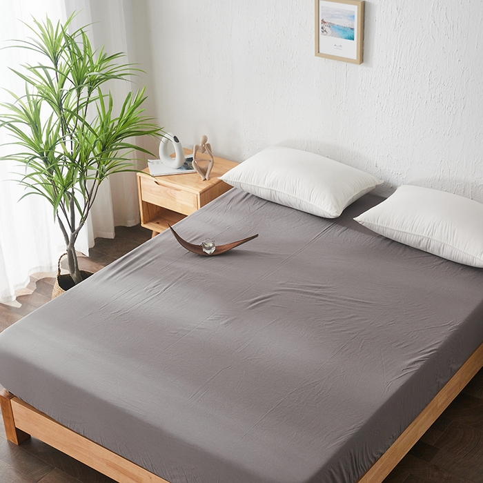 91家纺网 家纺一手货源 找家纺 贝尔 PELLHOME 日式全棉纯棉水洗棉床笠床罩男士简约蓝北欧床垫保护防滑固定单件春节不打烊 浅灰-