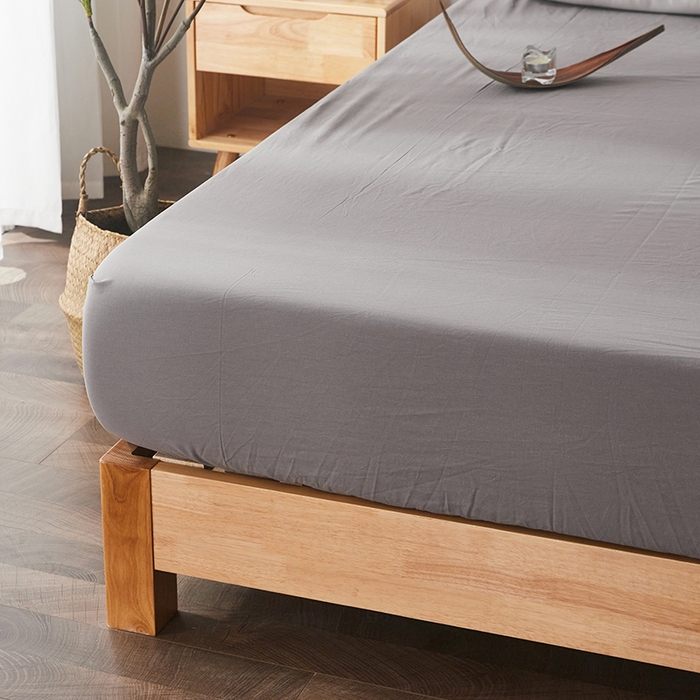 91家纺网 家纺一手货源 找家纺 贝尔 PELLHOME 日式全棉纯棉水洗棉床笠床罩男士简约蓝北欧床垫保护防滑固定单件春节不打烊 浅灰-
