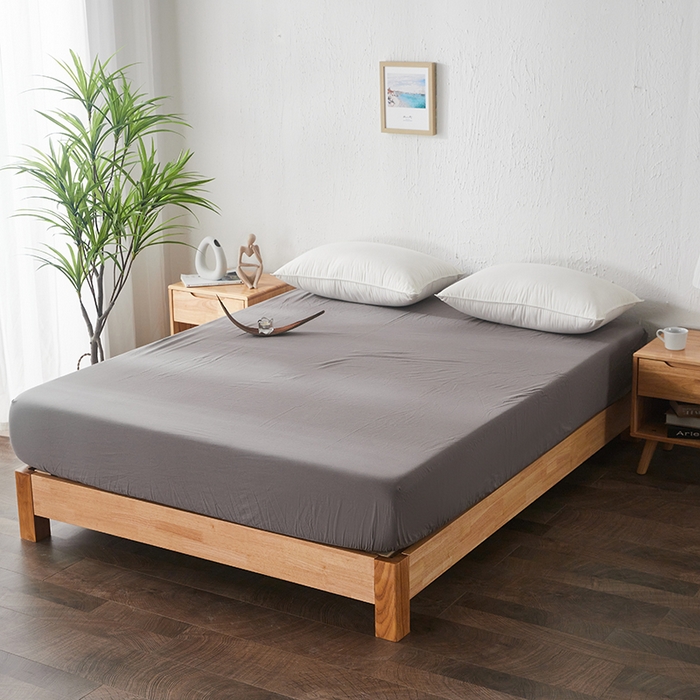 91家纺网 家纺一手货源 找家纺 贝尔 PELLHOME 日式全棉纯棉水洗棉床笠床罩男士简约蓝北欧床垫保护防滑固定单件春节不打烊 浅灰-