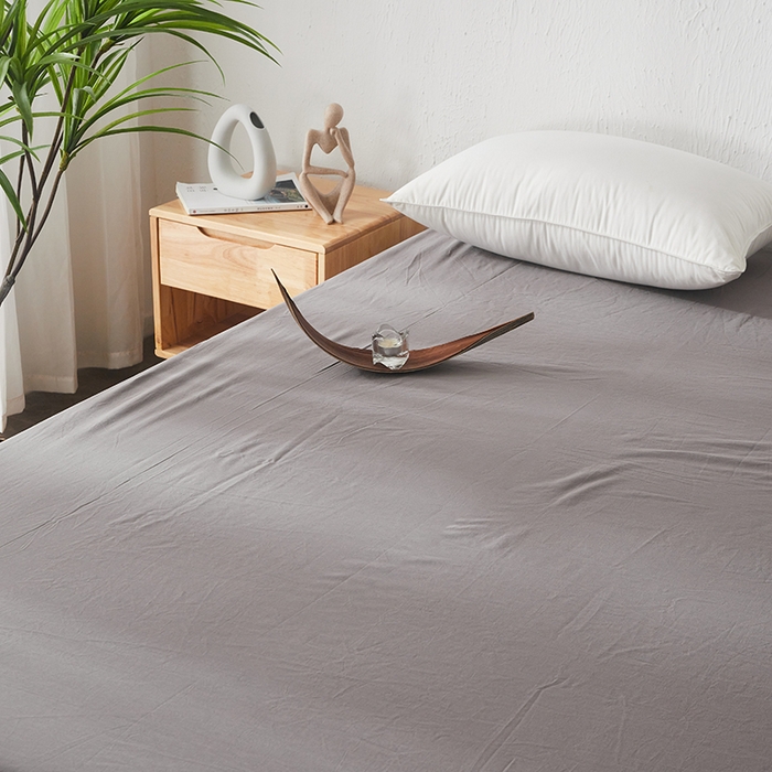 91家纺网 家纺一手货源 找家纺 贝尔 PELLHOME 日式全棉纯棉水洗棉床笠床罩男士简约蓝北欧床垫保护防滑固定单件春节不打烊 浅灰-