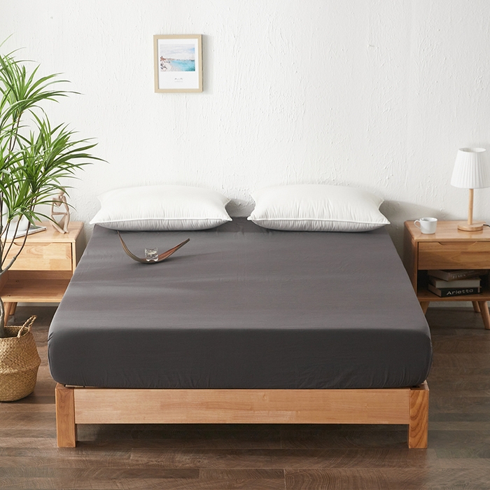 贝尔 PELLHOME 日式全棉纯棉水洗棉床笠床罩男士简约蓝北欧床垫保护防滑固定单件春节不打烊 深灰-