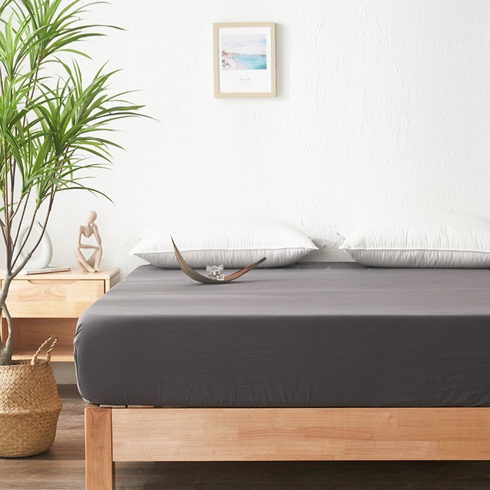 91家纺网 家纺一手货源 找家纺 贝尔 PELLHOME 日式全棉纯棉水洗棉床笠床罩男士简约蓝北欧床垫保护防滑固定单件春节不打烊 深灰-