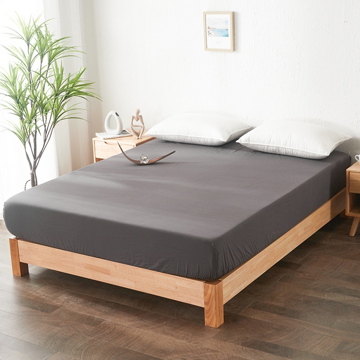 91家纺网 家纺一手货源 找家纺 贝尔 PELLHOME 日式全棉纯棉水洗棉床笠床罩男士简约蓝北欧床垫保护防滑固定单件春节不打烊 深灰-