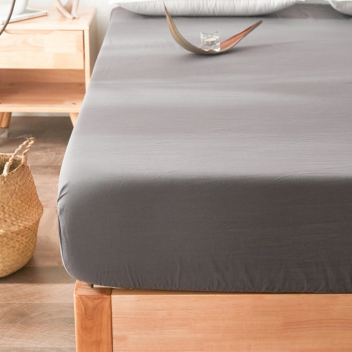 91家纺网 家纺一手货源 找家纺 贝尔 PELLHOME 日式全棉纯棉水洗棉床笠床罩男士简约蓝北欧床垫保护防滑固定单件春节不打烊 深灰-