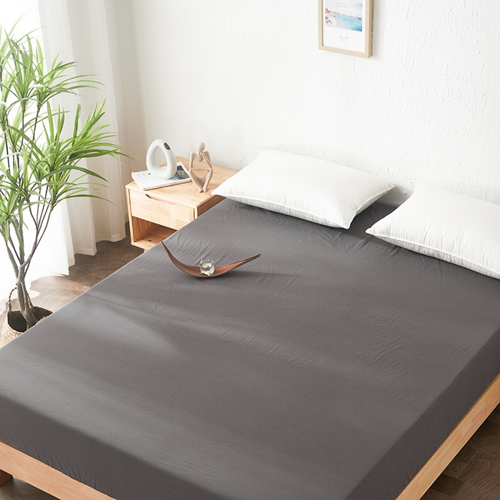 91家纺网 家纺一手货源 找家纺 贝尔 PELLHOME 日式全棉纯棉水洗棉床笠床罩男士简约蓝北欧床垫保护防滑固定单件春节不打烊 深灰-