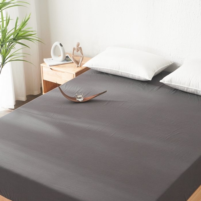 91家纺网 家纺一手货源 找家纺 贝尔 PELLHOME 日式全棉纯棉水洗棉床笠床罩男士简约蓝北欧床垫保护防滑固定单件春节不打烊 深灰-