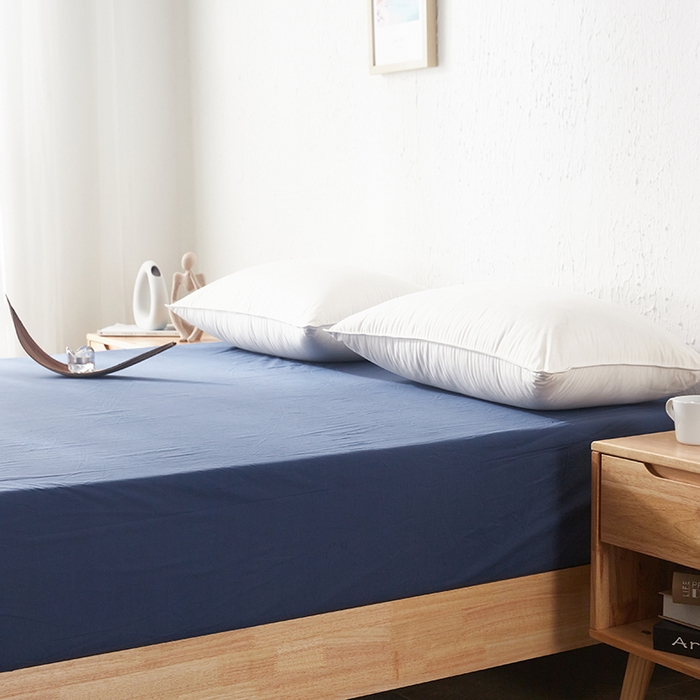 91家纺网 家纺一手货源 找家纺 贝尔 PELLHOME 日式全棉纯棉水洗棉床笠床罩男士简约蓝北欧床垫保护防滑固定单件春节不打烊 牛仔蓝-