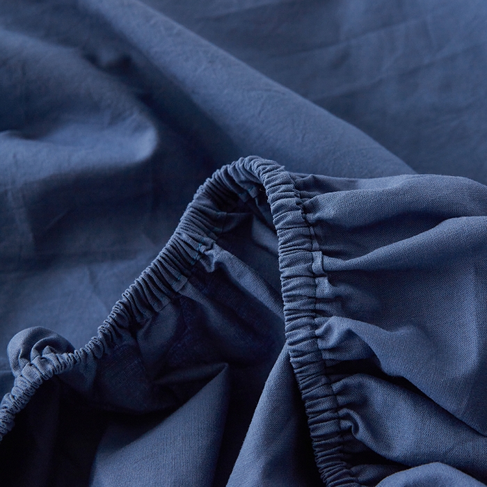 91家纺网 家纺一手货源 找家纺 贝尔 PELLHOME 日式全棉纯棉水洗棉床笠床罩男士简约蓝北欧床垫保护防滑固定单件春节不打烊 牛仔蓝-