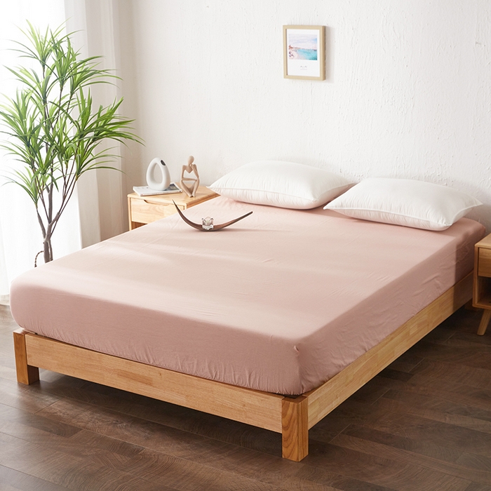 91家纺网 家纺一手货源 找家纺 贝尔 PELLHOME 日式全棉纯棉水洗棉床笠床罩男士简约蓝北欧床垫保护防滑固定单件春节不打烊 玉色-