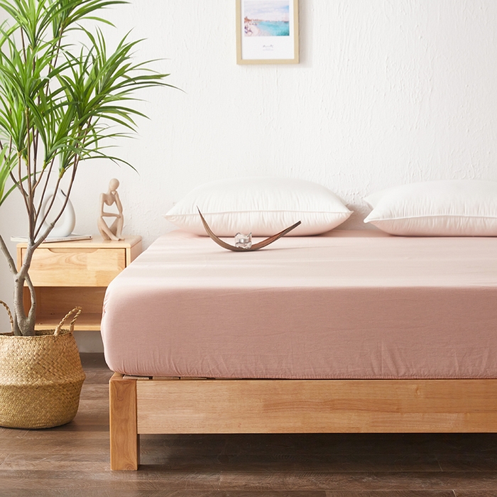 91家纺网 家纺一手货源 找家纺 贝尔 PELLHOME 日式全棉纯棉水洗棉床笠床罩男士简约蓝北欧床垫保护防滑固定单件春节不打烊 玉色-