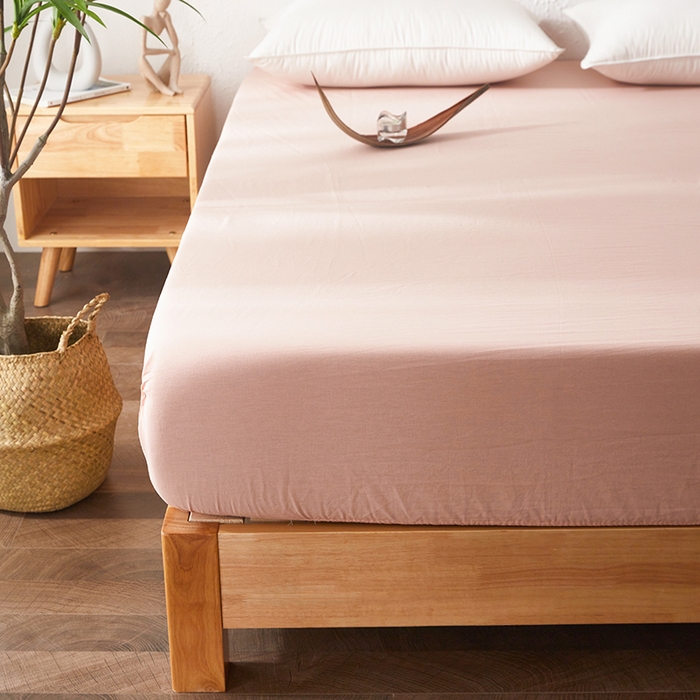 91家纺网 家纺一手货源 找家纺 贝尔 PELLHOME 日式全棉纯棉水洗棉床笠床罩男士简约蓝北欧床垫保护防滑固定单件春节不打烊 玉色-