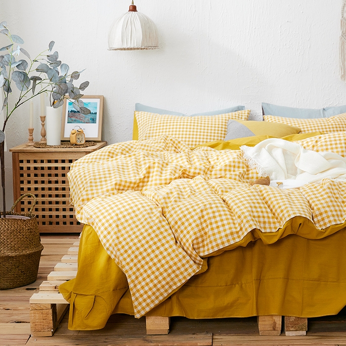 91家纺网 家纺一手货源 找家纺 贝尔 PELLHOME 纯棉被套单件良品水洗棉全棉被罩纯色（春节不打烊)（可抖音代发） 向阳柠黄