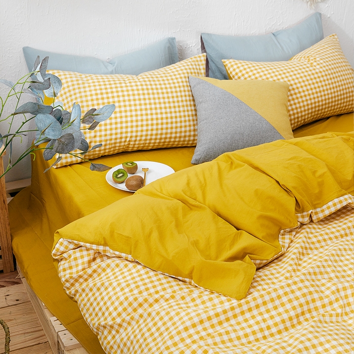 91家纺网 家纺一手货源 找家纺 贝尔 PELLHOME 纯棉被套单件良品水洗棉全棉被罩纯色（春节不打烊)（可抖音代发） 向阳柠黄