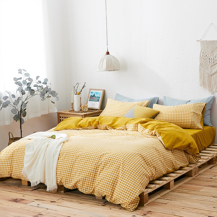91家纺网 家纺一手货源 找家纺 贝尔 PELLHOME 纯棉被套单件良品水洗棉全棉被罩纯色（春节不打烊)（可抖音代发） 向阳柠黄