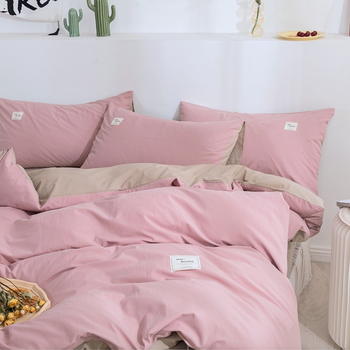 91家纺网 家纺一手货源 找家纺 贝尔 PELLHOME 纯棉被套单件良品水洗棉全棉被罩纯色（春节不打烊)（可抖音代发） 藕粉纯色
