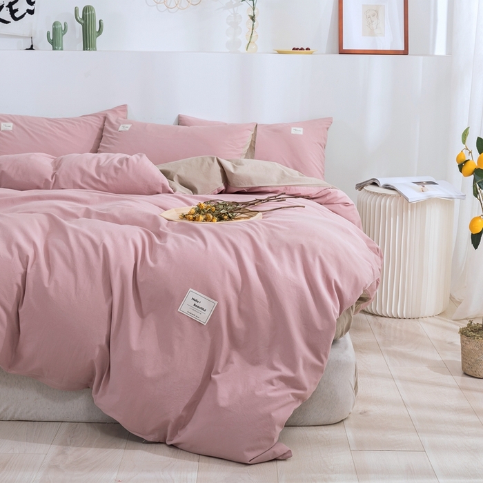 91家纺网 家纺一手货源 找家纺 贝尔 PELLHOME 纯棉被套单件良品水洗棉全棉被罩纯色（春节不打烊)（可抖音代发） 藕粉纯色