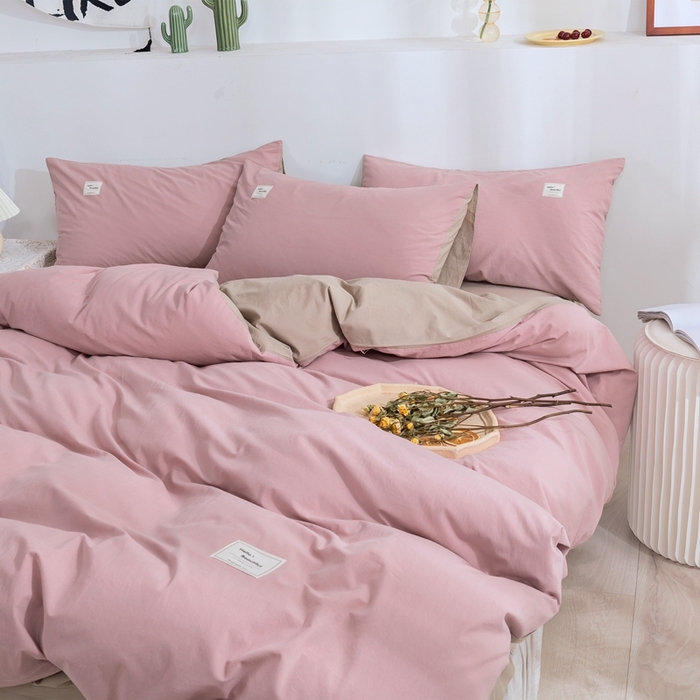 91家纺网 家纺一手货源 找家纺 贝尔 PELLHOME 纯棉被套单件良品水洗棉全棉被罩纯色（春节不打烊)（可抖音代发） 藕粉纯色