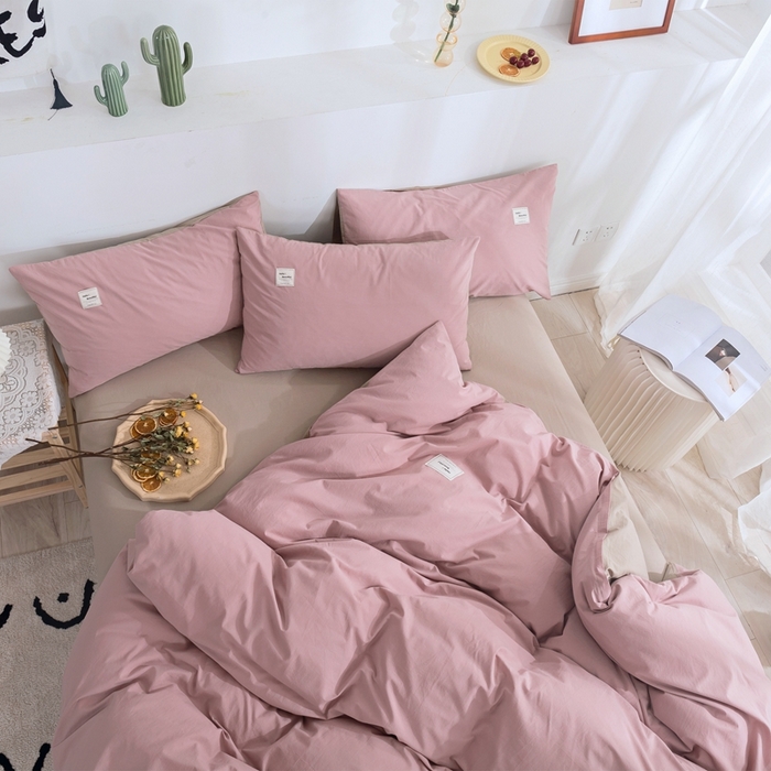 91家纺网 家纺一手货源 找家纺 贝尔 PELLHOME 纯棉被套单件良品水洗棉全棉被罩纯色（春节不打烊)（可抖音代发） 藕粉纯色