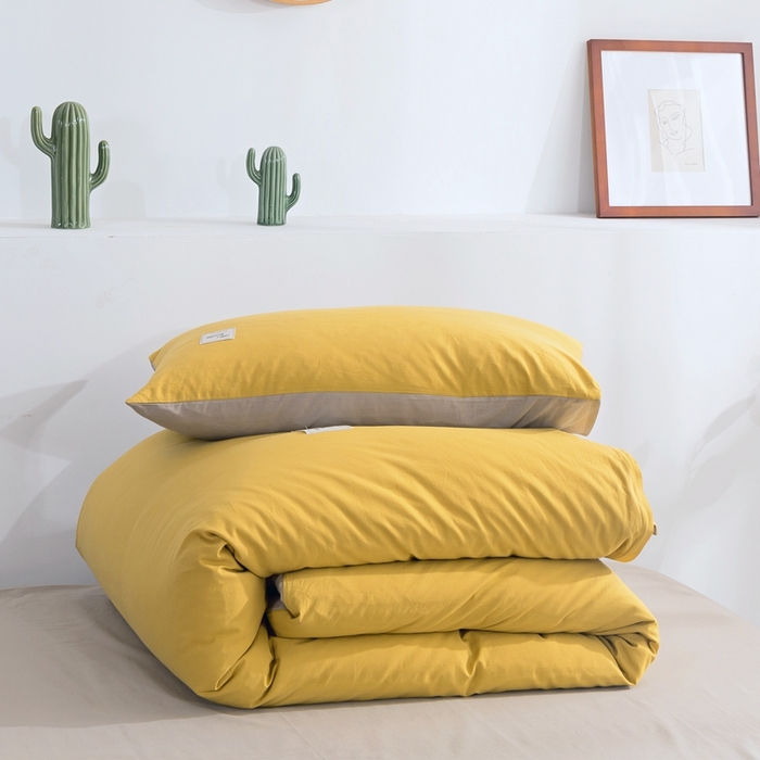 91家纺网 家纺一手货源 找家纺 贝尔 PELLHOME 纯棉被套单件良品水洗棉全棉被罩纯色（春节不打烊)（可抖音代发） 嫩黄纯色