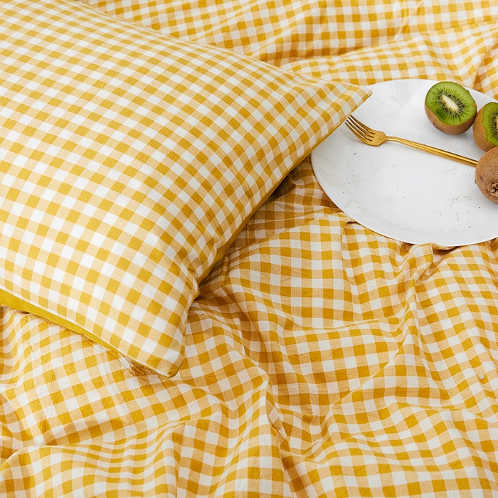 91家纺网 家纺一手货源 找家纺 （总）贝尔 PELLHOME 纯棉枕套纯色良品格子水洗棉简约48*74单人（可抖音代发）