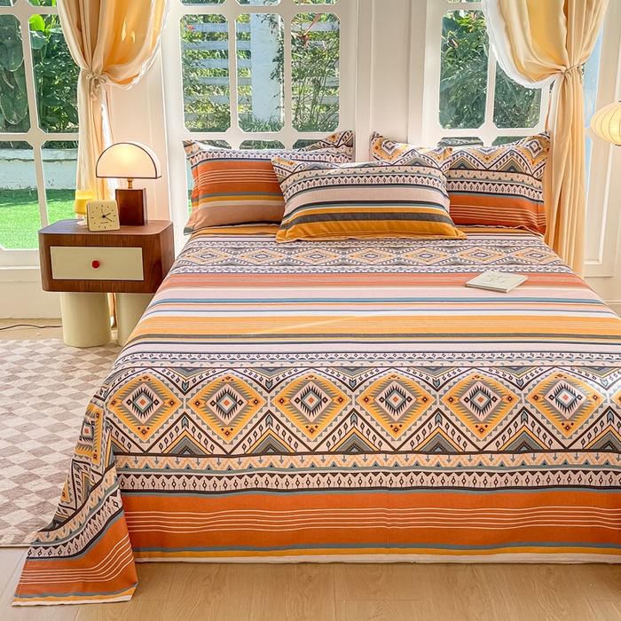 91家纺网 家纺一手货源 找家纺 眠博士 2025新款全棉混纺生态磨毛印花单床单 磨毛床单-波西米亚