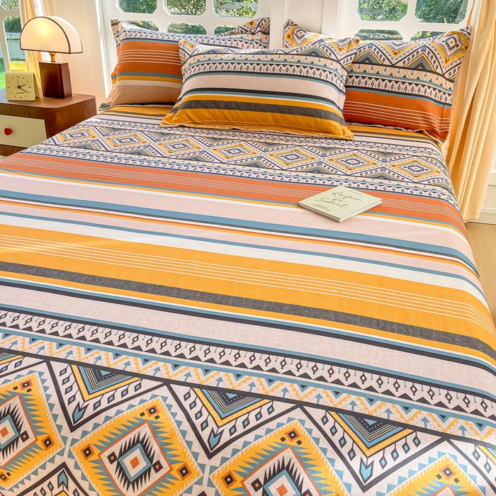 91家纺网 家纺一手货源 找家纺 眠博士 2025新款全棉混纺生态磨毛印花单床单 磨毛床单-波西米亚