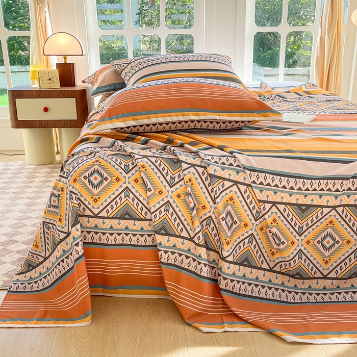 91家纺网 家纺一手货源 找家纺 眠博士 2025新款全棉混纺生态磨毛印花单床单 磨毛床单-波西米亚