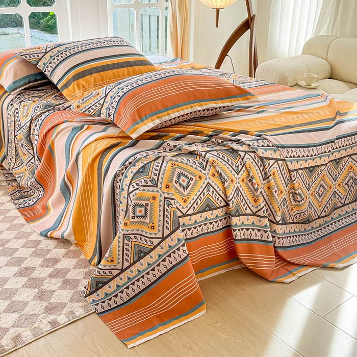 91家纺网 家纺一手货源 找家纺 眠博士 2025新款全棉混纺生态磨毛印花单床单 磨毛床单-波西米亚