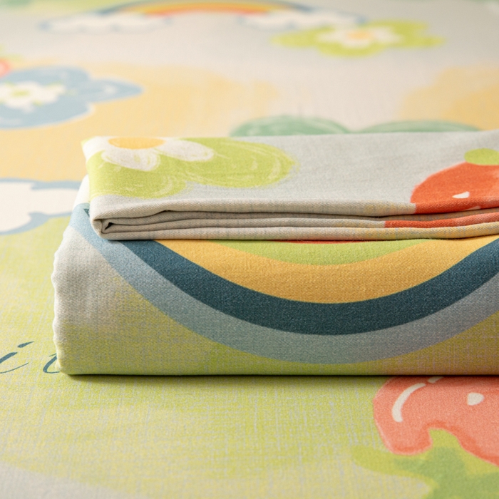 91家纺网 家纺一手货源 找家纺 眠博士 2025新款全棉混纺生态磨毛印花单床单 磨毛床单-彩虹草莓