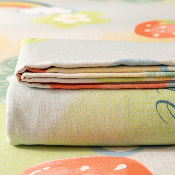 91家纺网 家纺一手货源 找家纺 眠博士 2025新款全棉混纺生态磨毛印花单床单 磨毛床单-彩虹草莓