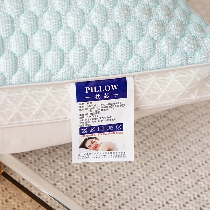 91家纺网 家纺一手货源 找家纺 浩宇家纺 2025新款凉豆豆枕芯外贸畅品枕头家用舒适网边透气四季款（支持定制） 兰色