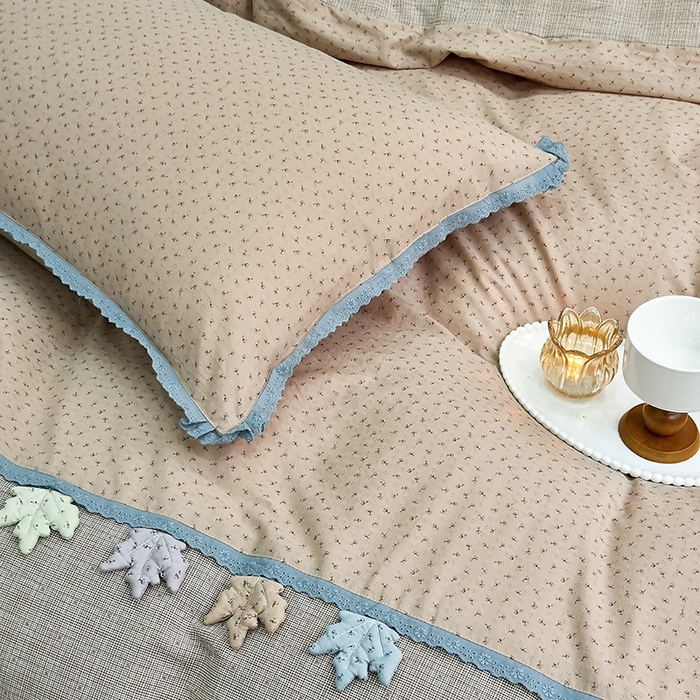 91家纺网 家纺一手货源 找家纺 贝尔 2025新款urban classic枫叶全棉色织提花四件套-花边款 音符米