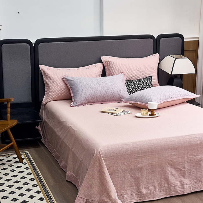 91家纺网 家纺一手货源 找家纺 贝尔 2025新款urban classic枫叶全棉色织提花四件套-花边款 紫萱