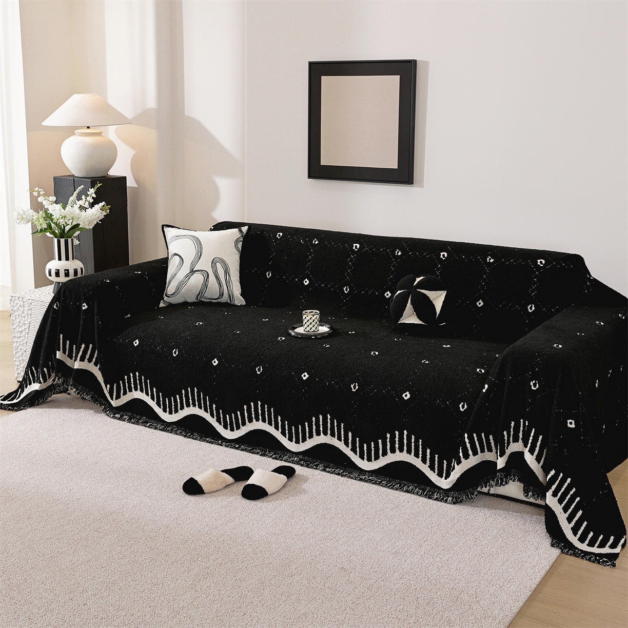 91家纺网 家纺一手货源 找家纺 （总）共鸣沙发垫 2025新款半边绒沙发巾