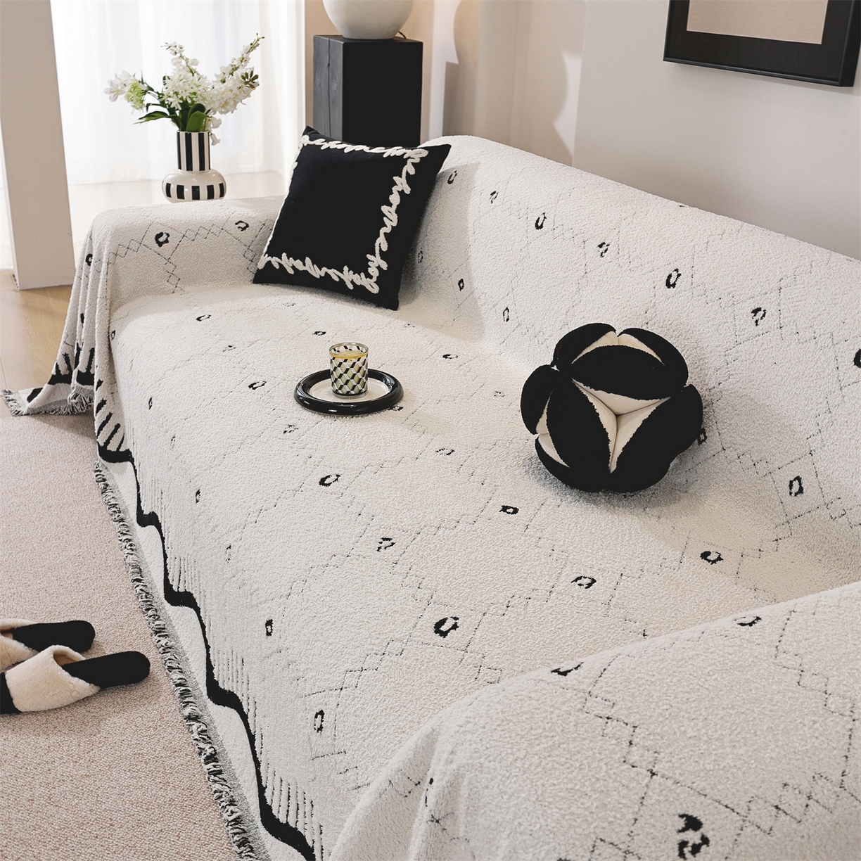 91家纺网 家纺一手货源 找家纺 （总）共鸣沙发垫 2025新款半边绒沙发巾