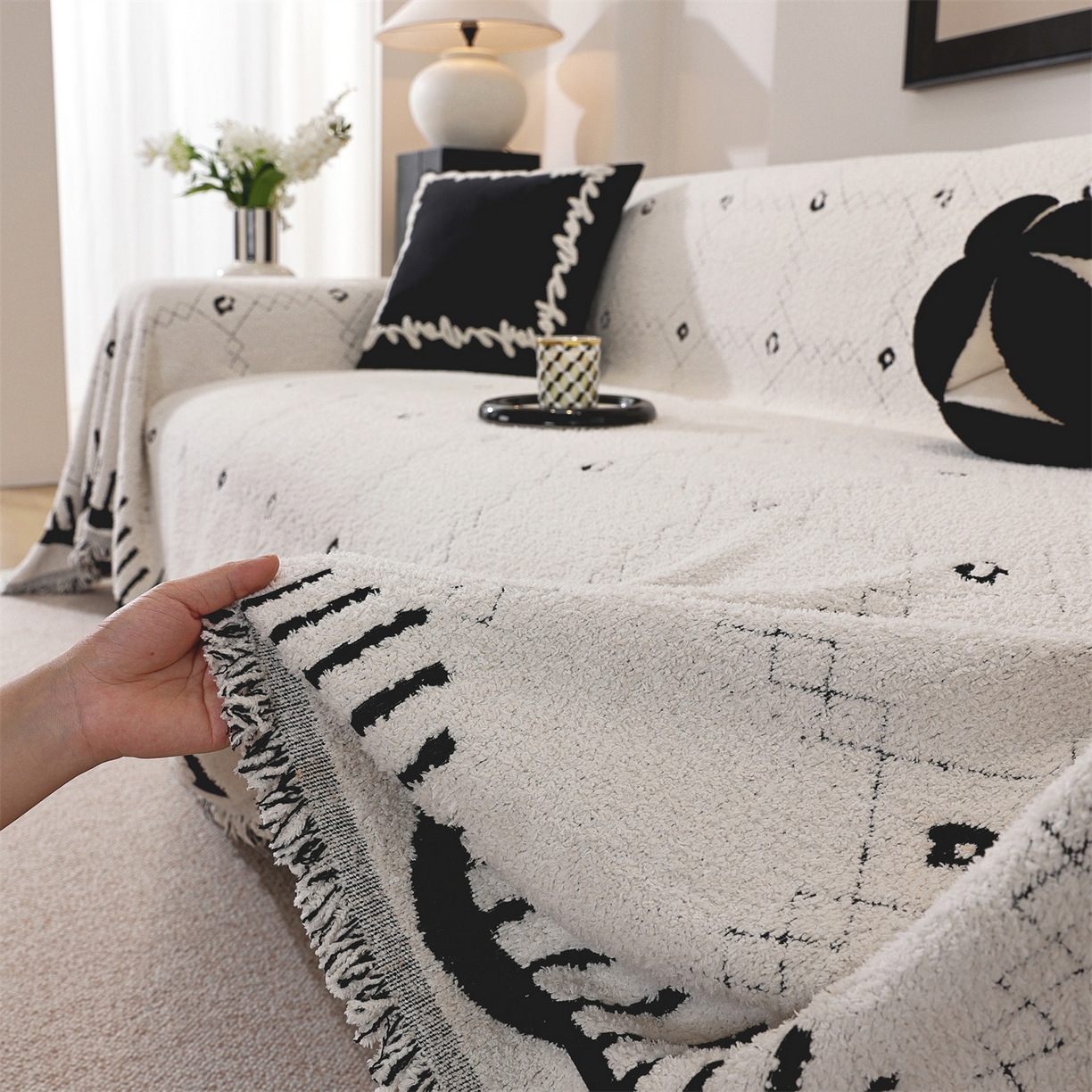 91家纺网 家纺一手货源 找家纺 （总）共鸣沙发垫 2025新款半边绒沙发巾