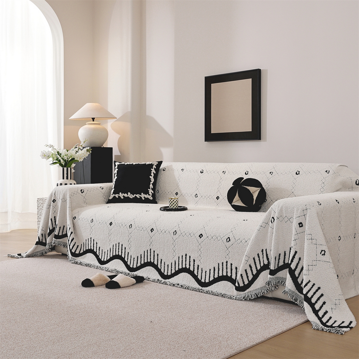 91家纺网 家纺一手货源 找家纺 （总）共鸣沙发垫 2025新款半边绒沙发巾