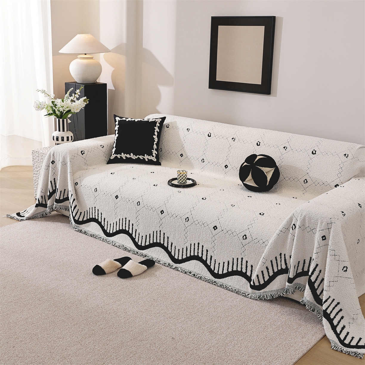 91家纺网 家纺一手货源 找家纺 （总）共鸣沙发垫 2025新款半边绒沙发巾