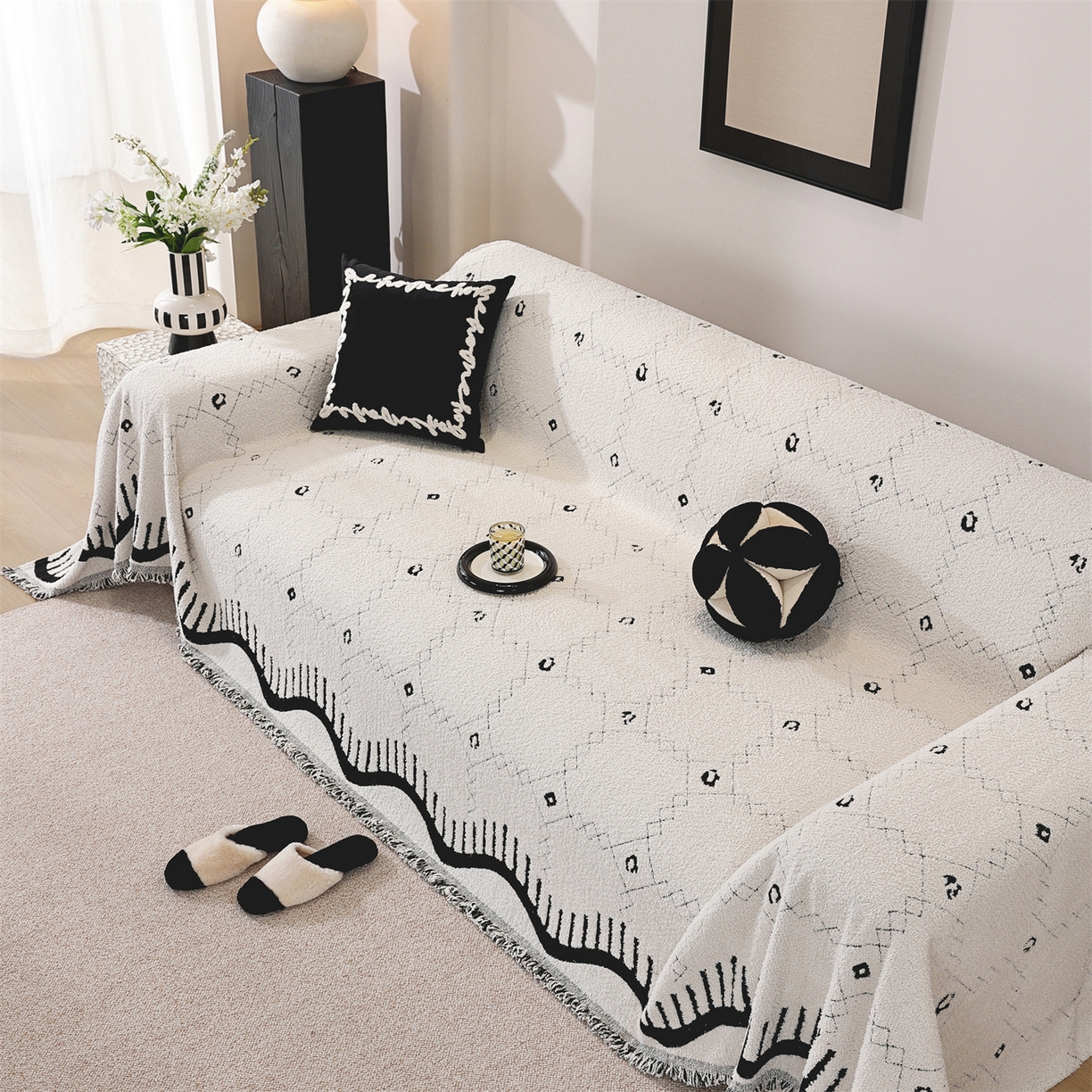 91家纺网 家纺一手货源 找家纺 （总）共鸣沙发垫 2025新款半边绒沙发巾