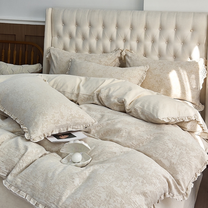 91家纺网 家纺一手货源 找家纺 （总）贝尔 2025新款棉麻色织提花双层纱