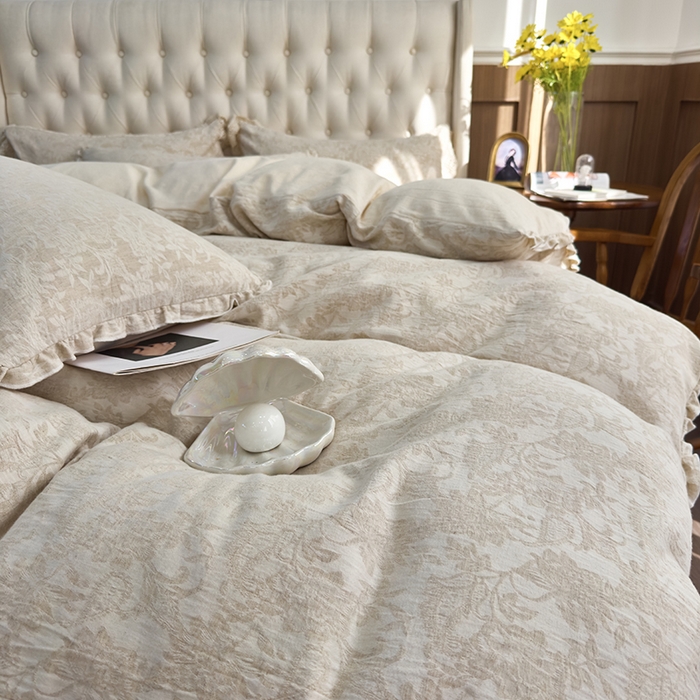 91家纺网 家纺一手货源 找家纺 （总）贝尔 2025新款棉麻色织提花双层纱