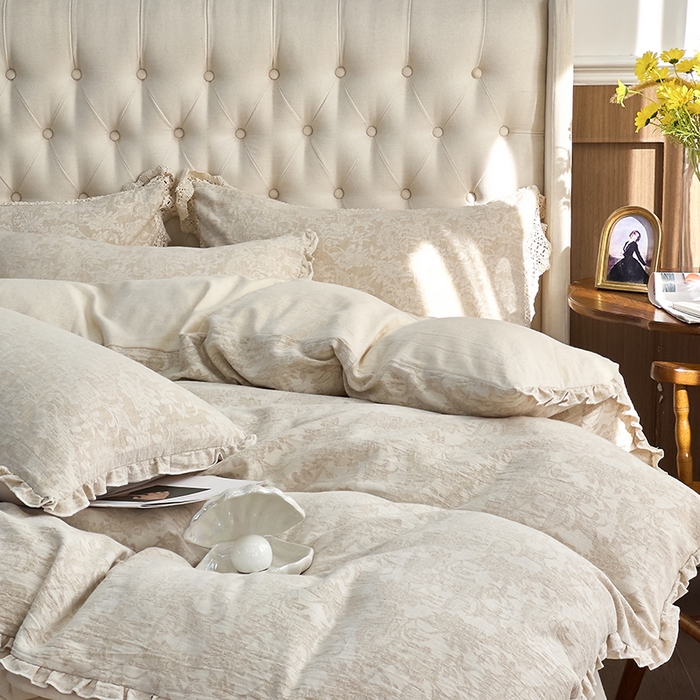 91家纺网 家纺一手货源 找家纺 （总）贝尔 2025新款棉麻色织提花双层纱