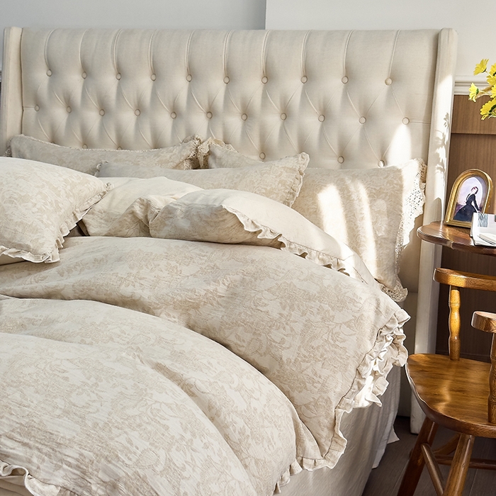 91家纺网 家纺一手货源 找家纺 （总）贝尔 2025新款棉麻色织提花双层纱